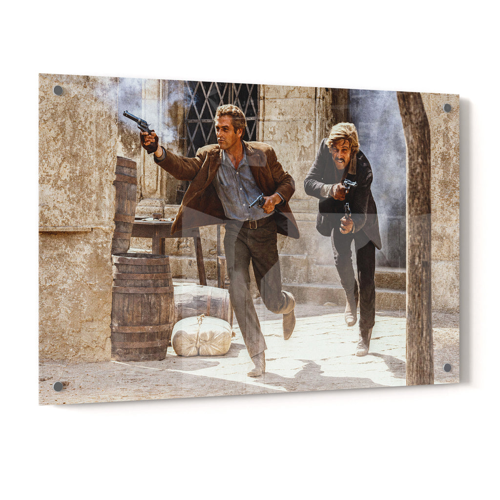 Butch Cassidy and the Sundance Kid final shootout color acrylic glass print with a glossy finish