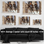 Butch Cassidy and the Sundance Kid final shootout wall art size comparison chart shown above a sofa