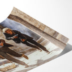 Angled close-up of the unframed Butch Cassidy and the Sundance Kid final shootout color poster showing fine paper detail
