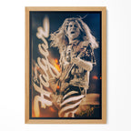 Sammy Hagar Van Halen 1988 colour art print in a natural oak poster frame