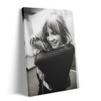 Stevie Nicks black and white candid portrait with her dog on gallery-wrapped canvas