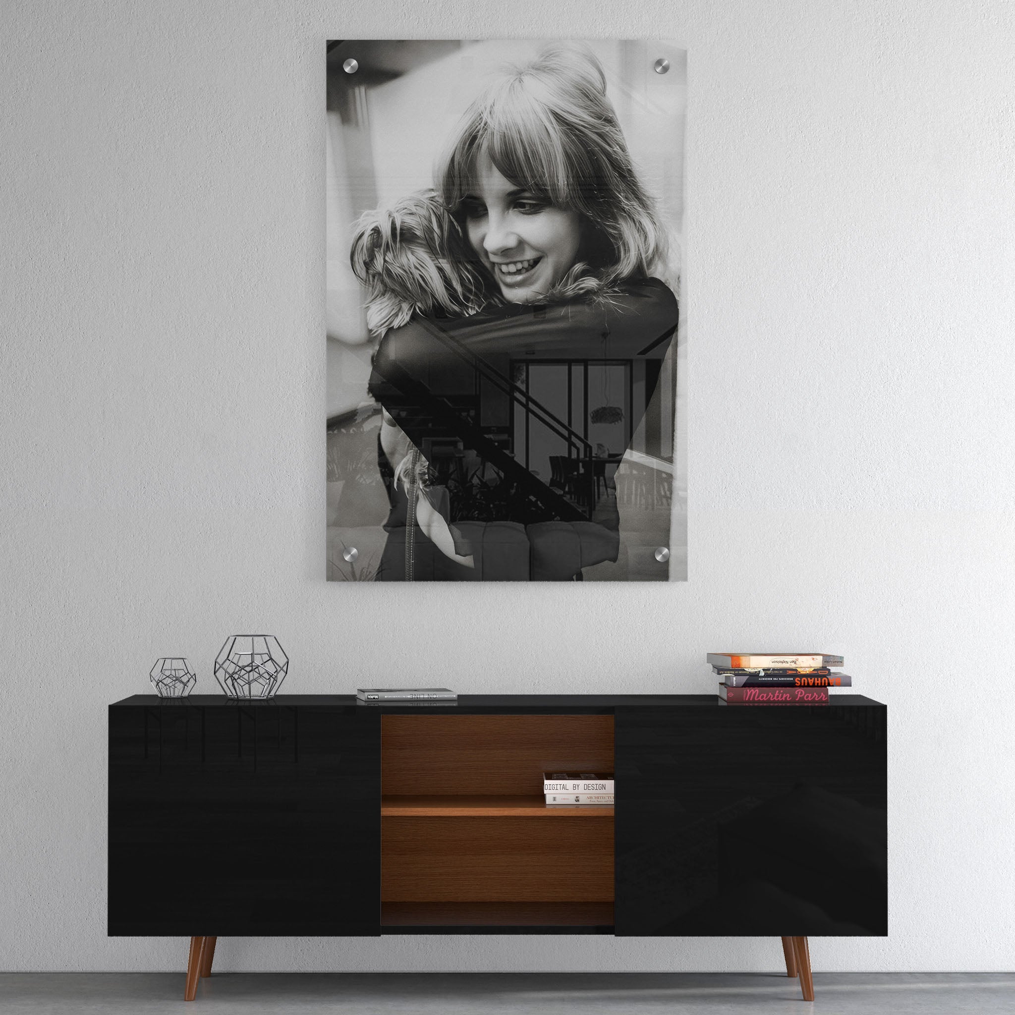High-gloss acrylic print of the Stevie Nicks Fleetwood Mac black and white portrait