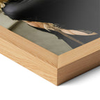 Corner close-up of the Stevie Nicks colour portrait in a natural oak frame