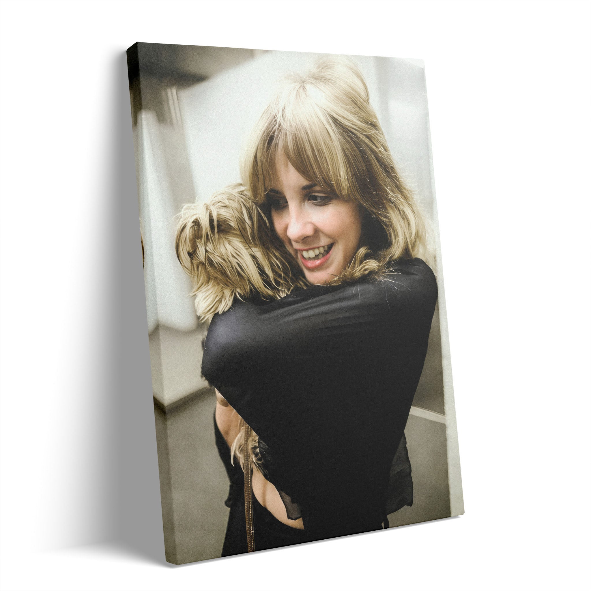 Stevie Nicks candid colour portrait with her dog on gallery-wrapped canvas