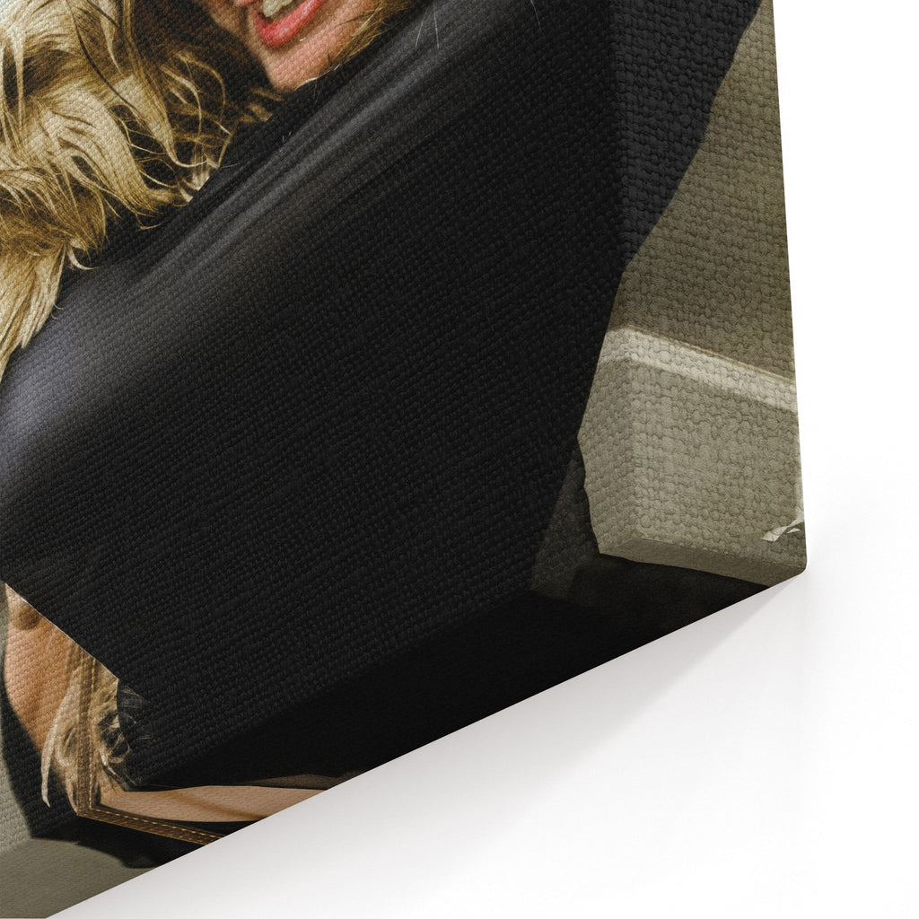 Close-up of the gallery-wrapped canvas edge on the Stevie Nicks colour portrait