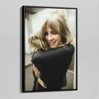 Angled view of the Stevie Nicks colour portrait canvas in a black floating frame