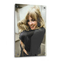 Stevie Nicks candid colour portrait with her dog on glossy acrylic glass