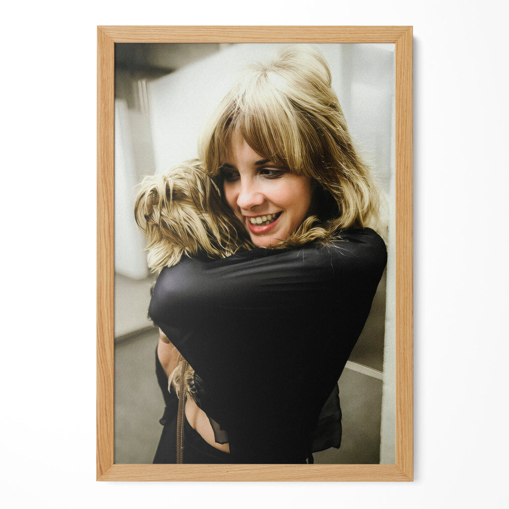 Stevie Nicks candid colour portrait in a natural oak poster frame