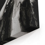 Close-up of the gallery-wrapped canvas edge on the Stevie Nicks 1970s live black and white print