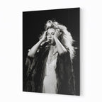 Stevie Nicks late 1970s live concert black and white print on sleek aluminium metal
