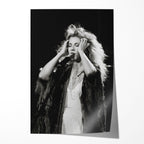 Stevie Nicks Fleetwood Mac late 1970s live performance black and white art print, unframed poster preview