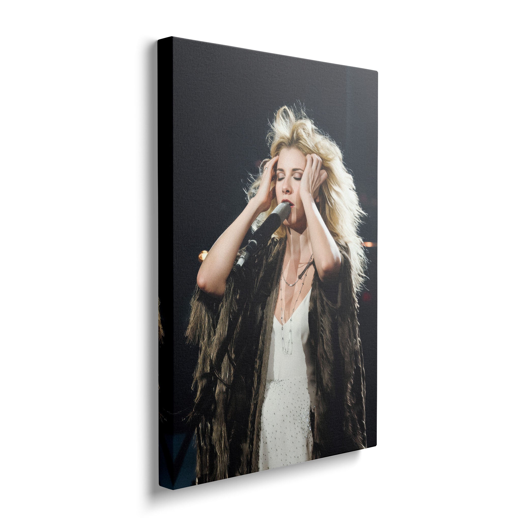 Gallery-wrapped canvas of the Stevie Nicks Fleetwood Mac 1970s live colour print