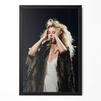 Stevie Nicks late 1970s live concert colour portrait in a classic black poster frame