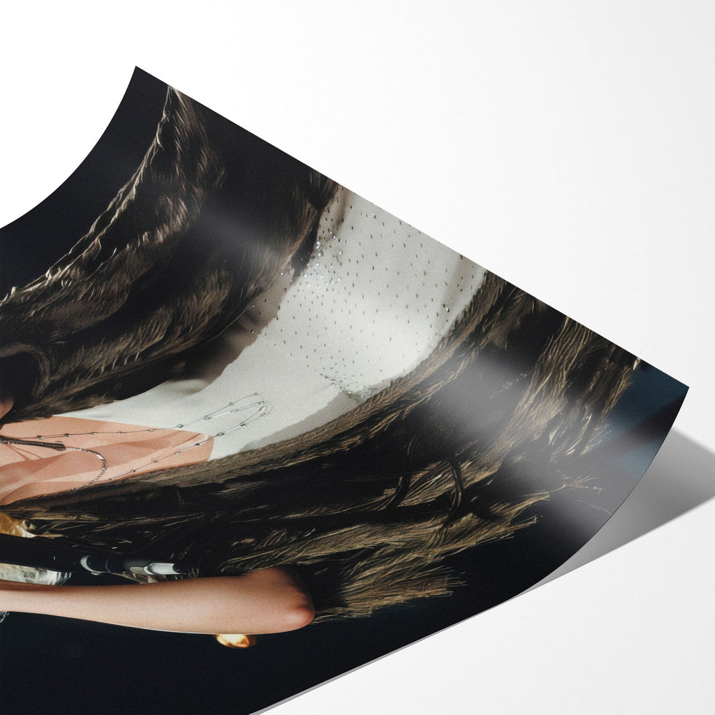 Angled close-up of the unframed Stevie Nicks 1970s live colour poster showing paper detail