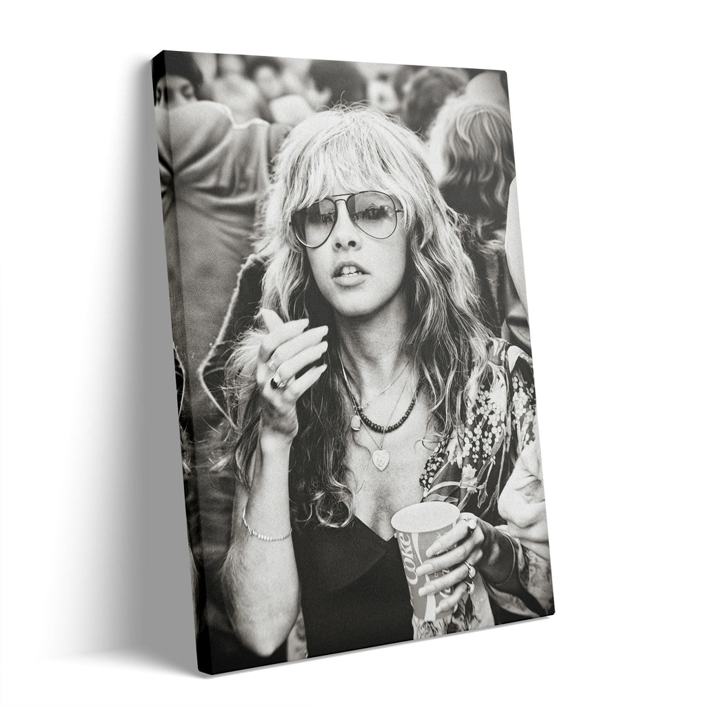 Stevie Nicks 1979 Tusk Tour boho candid black and white portrait on gallery-wrapped canvas