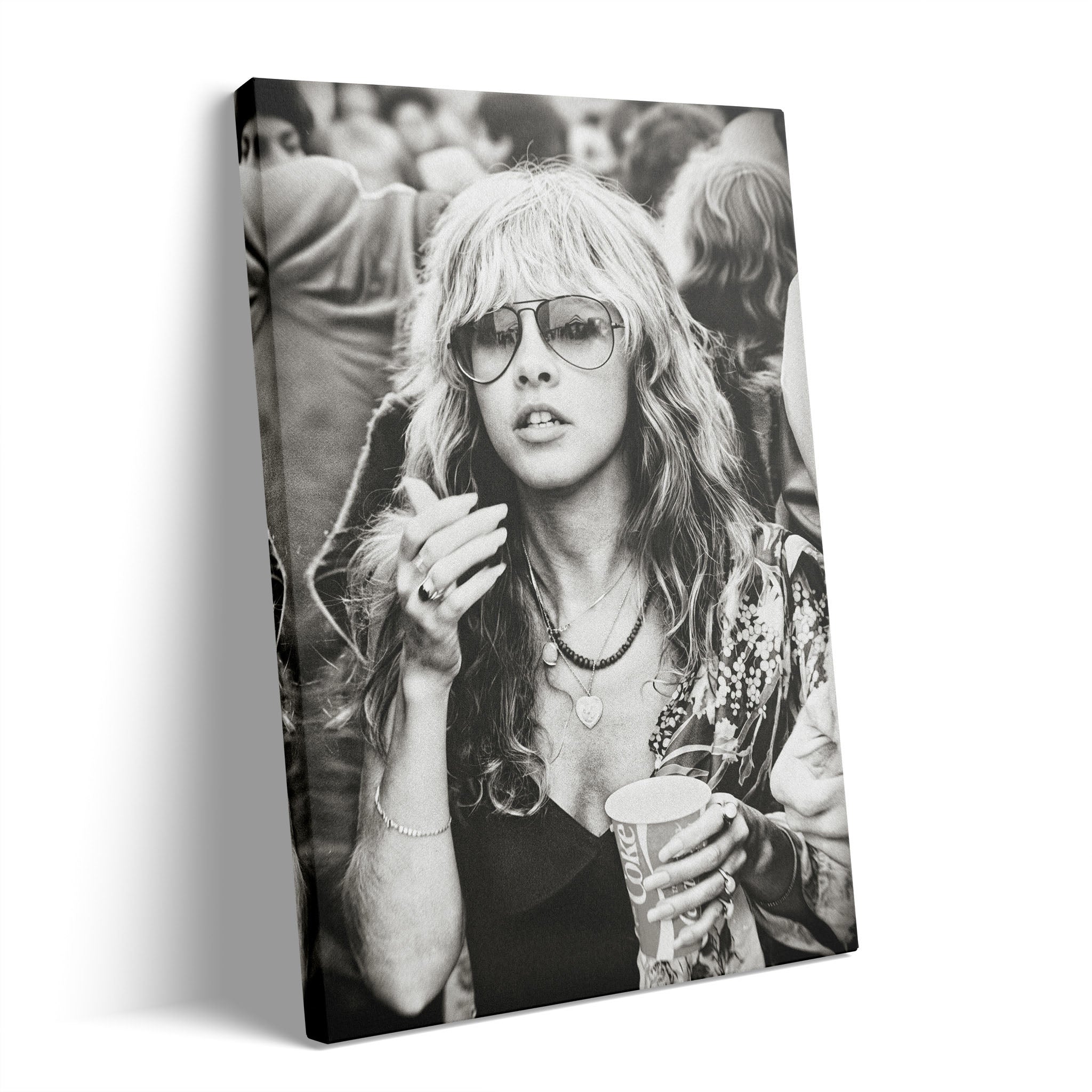 Stevie Nicks 1979 Tusk Tour boho candid black and white portrait on gallery-wrapped canvas