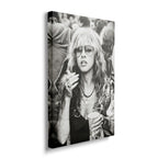 Gallery-wrapped canvas of the Stevie Nicks Fleetwood Mac 1979 Tusk Tour black and white portrait