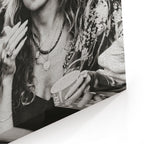 Close-up of the gallery-wrapped canvas edge on the Stevie Nicks 1979 Tusk Tour black and white print