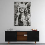 High-gloss acrylic print of the Stevie Nicks Fleetwood Mac 1979 Tusk Tour black and white portrait