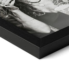 Corner close-up of the Stevie Nicks 1979 Tusk Tour black and white poster in a classic black frame