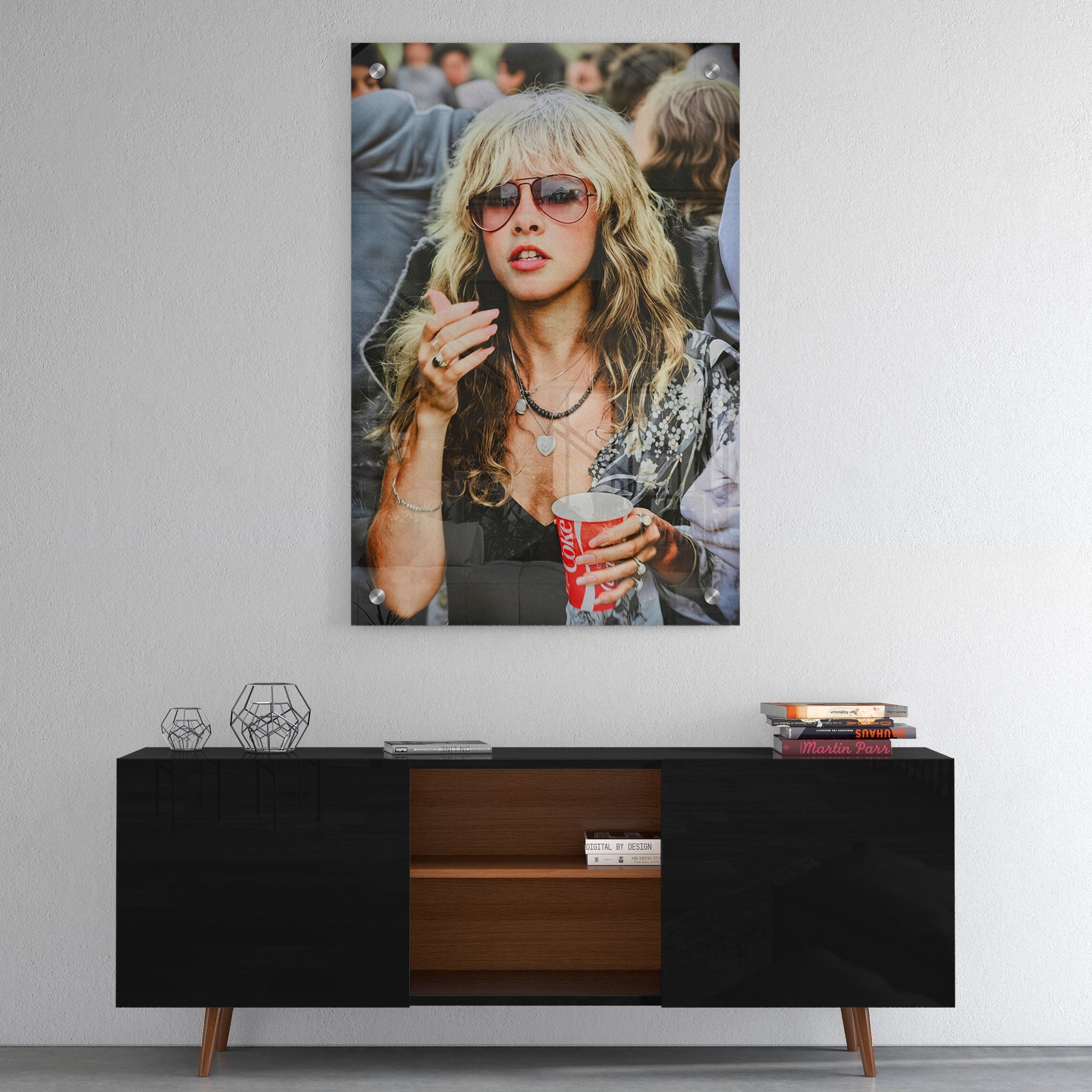 High-gloss acrylic print of the Stevie Nicks Fleetwood Mac 1979 Tusk Tour colour portrait