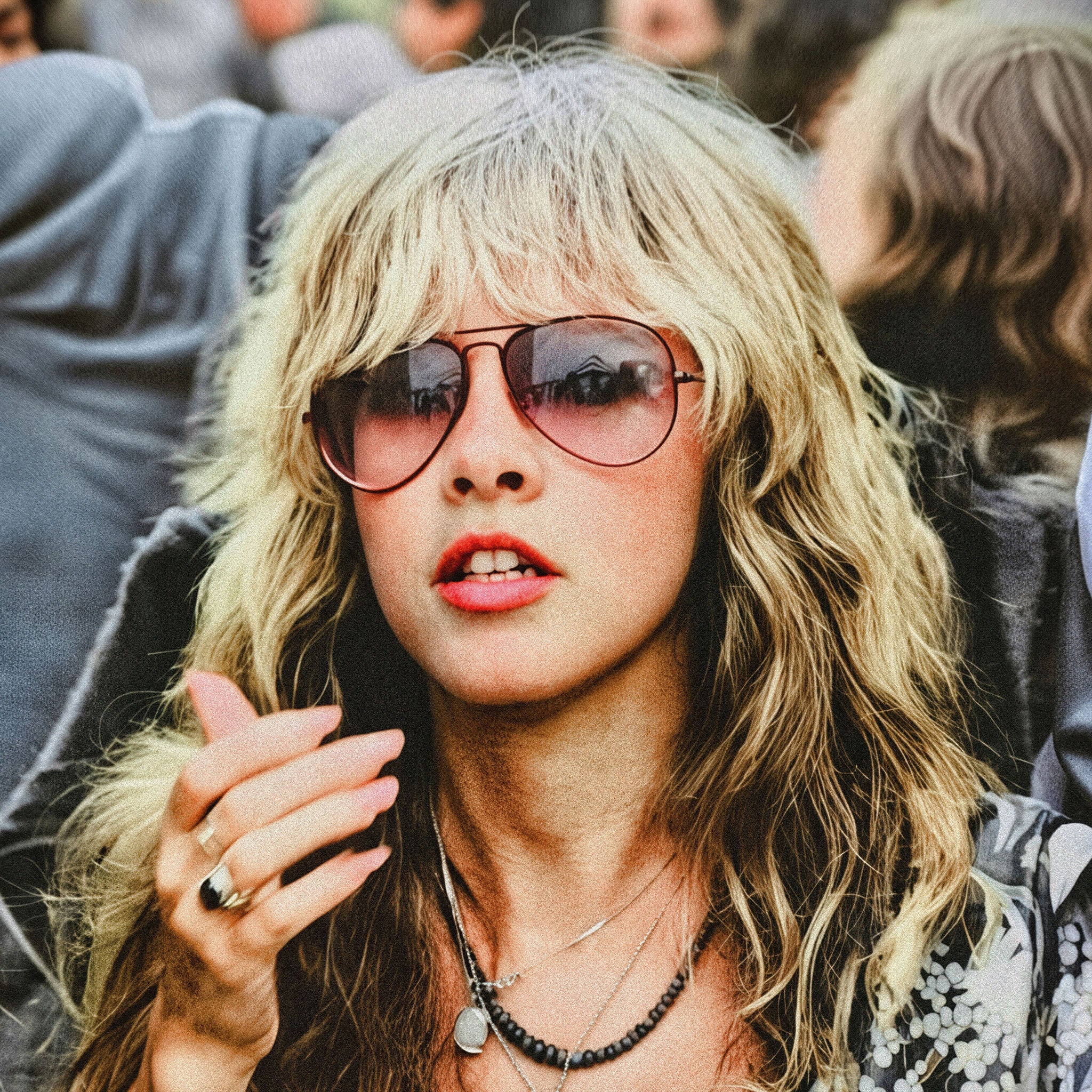 Medium zoom highlighting the crisp detail and vivid colour of the Stevie Nicks 1979 Tusk Tour print