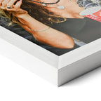 Corner close-up of the Stevie Nicks 1979 Tusk Tour colour poster in a classic white frame
