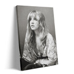 Stevie Nicks 1976 Rumours era bohemian black and white portrait on gallery-wrapped canvas