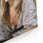 Close-up of the gallery-wrapped canvas edge on the Stevie Nicks 1976 colour portrait
