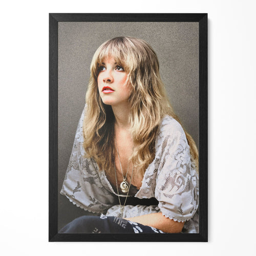 Stevie Nicks 1976 Rumours era bohemian colour portrait in a classic black poster frame