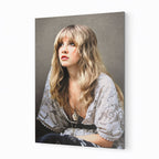Stevie Nicks 1976 Rumours era bohemian colour portrait on sleek aluminium metal