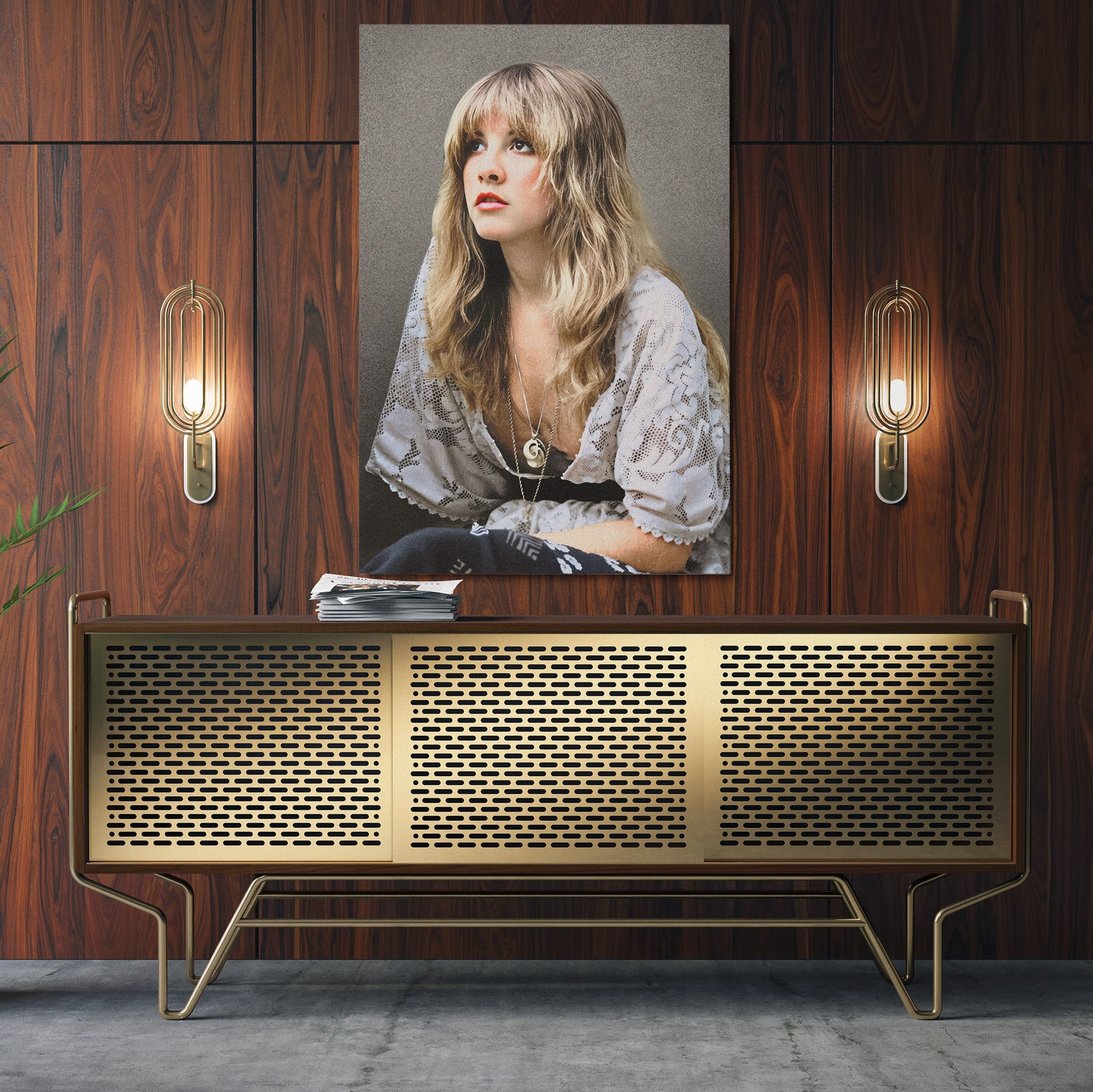 Aluminium metal print of the Stevie Nicks Fleetwood Mac 1976 colour portrait