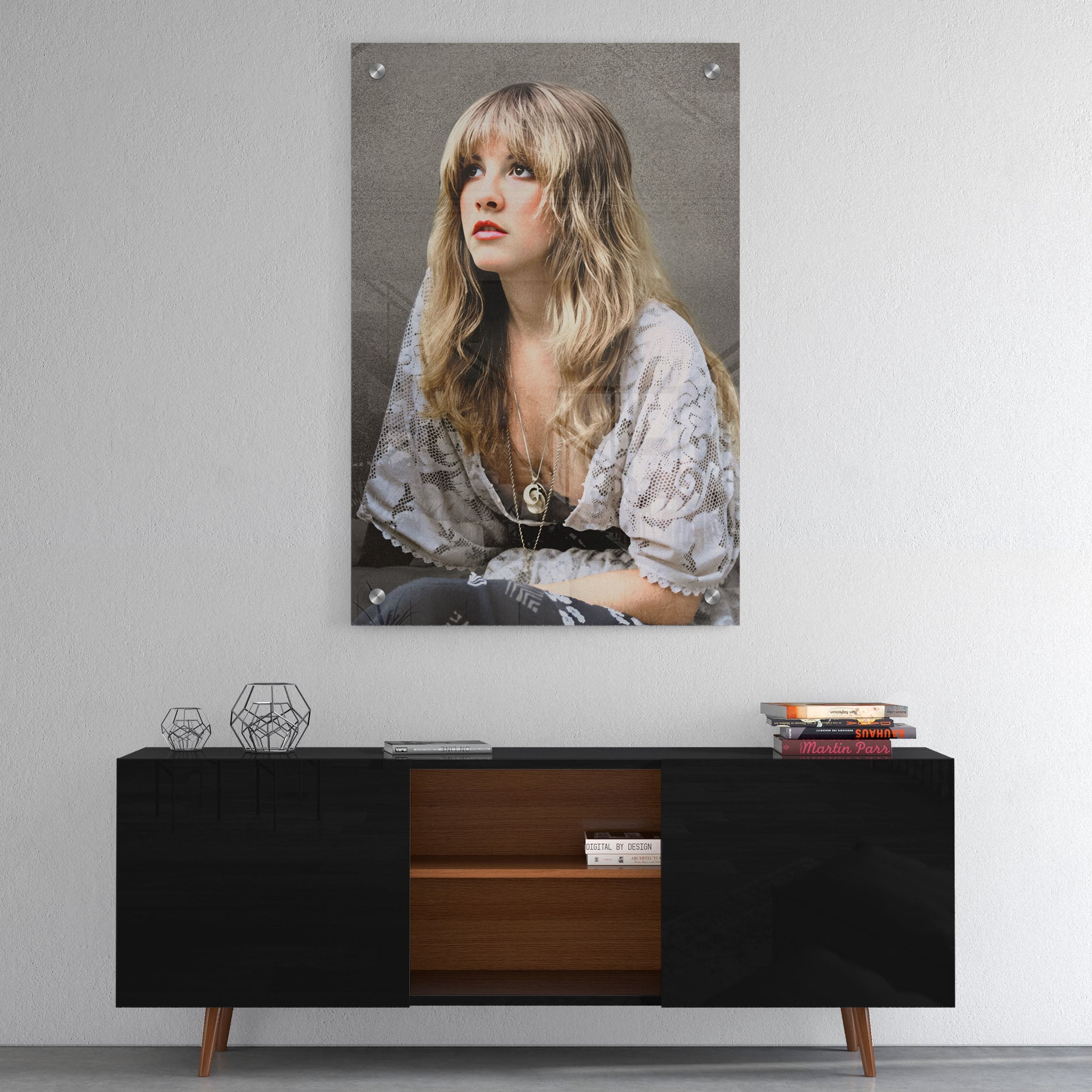 High-gloss acrylic print of the Stevie Nicks Fleetwood Mac 1976 colour portrait