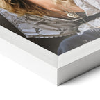 Corner close-up of the Stevie Nicks 1976 colour portrait in a classic white frame