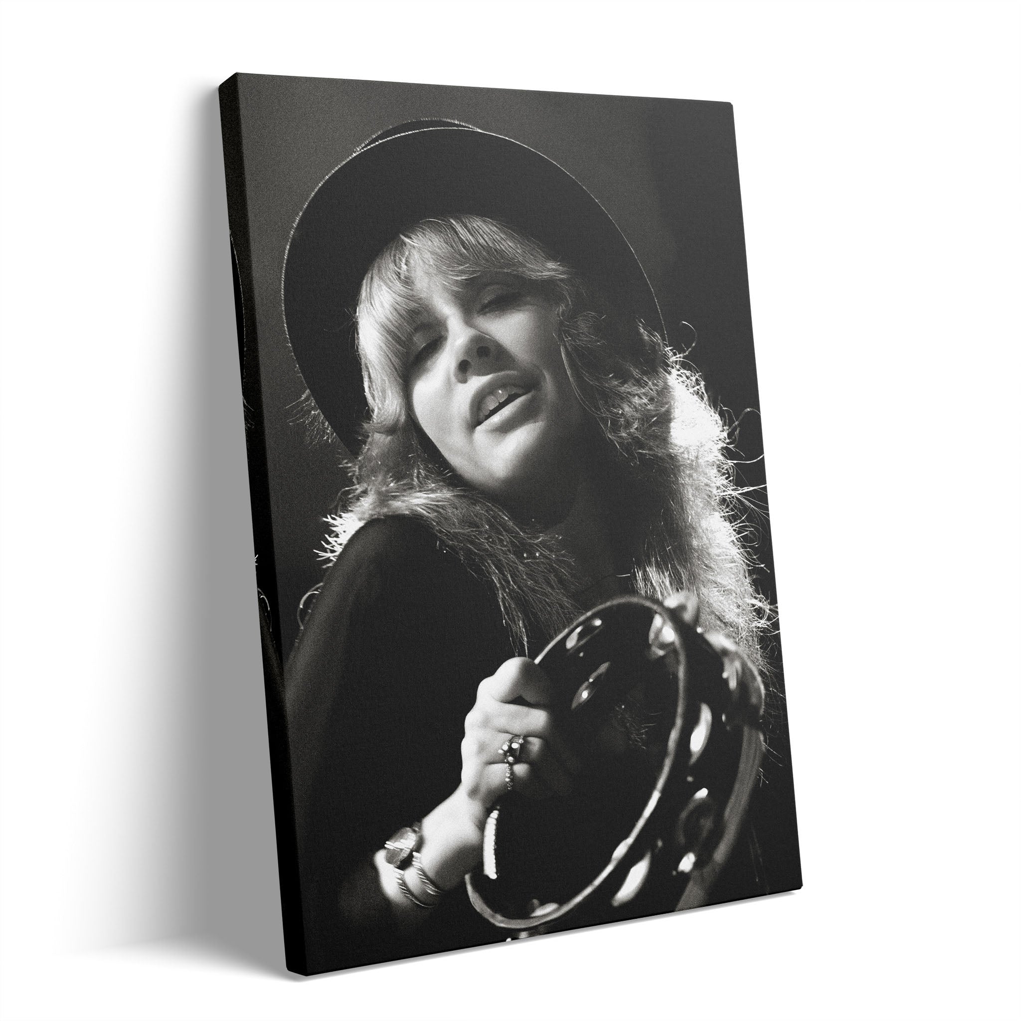 Stevie Nicks 1977 Rumours Tour Oakland Day on the Green black and white concert portrait on gallery-wrapped canvas