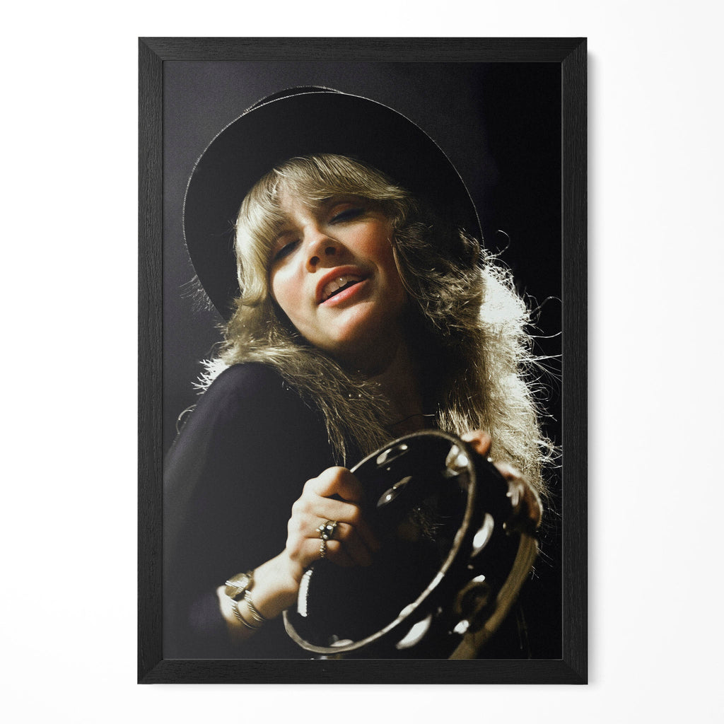 Stevie Nicks 1977 Rumours Tour Oakland Day on the Green colour concert portrait in a classic black poster frame