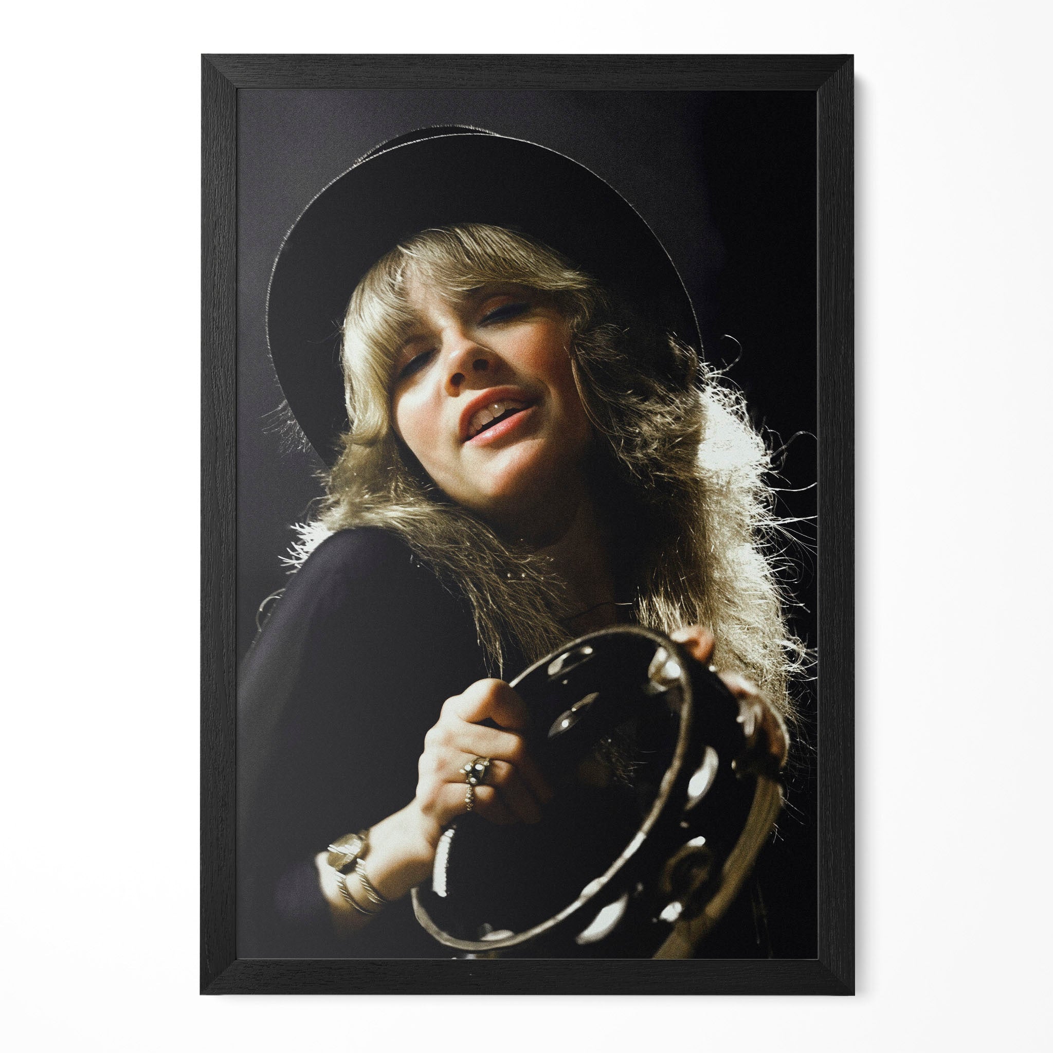 Stevie Nicks 1977 Rumours Tour Oakland Day on the Green colour concert portrait in a classic black poster frame