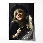 Stevie Nicks Fleetwood Mac 1977 Oakland Day on the Green colour concert portrait with top hat and tambourine, unframed poster preview