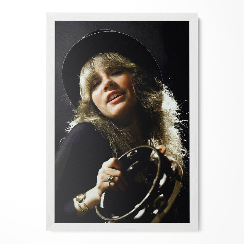 Stevie Nicks 1977 Rumours Tour Oakland Day on the Green colour concert portrait in a classic white poster frame