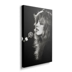 Gallery-wrapped canvas of the Stevie Nicks Fleetwood Mac Rumours era black and white portrait