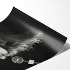 Angled close-up of the unframed Stevie Nicks Rumours era black and white poster showing paper detail