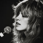 Medium zoom highlighting the crisp detail and deep contrast of the Stevie Nicks Rumours era black and white print