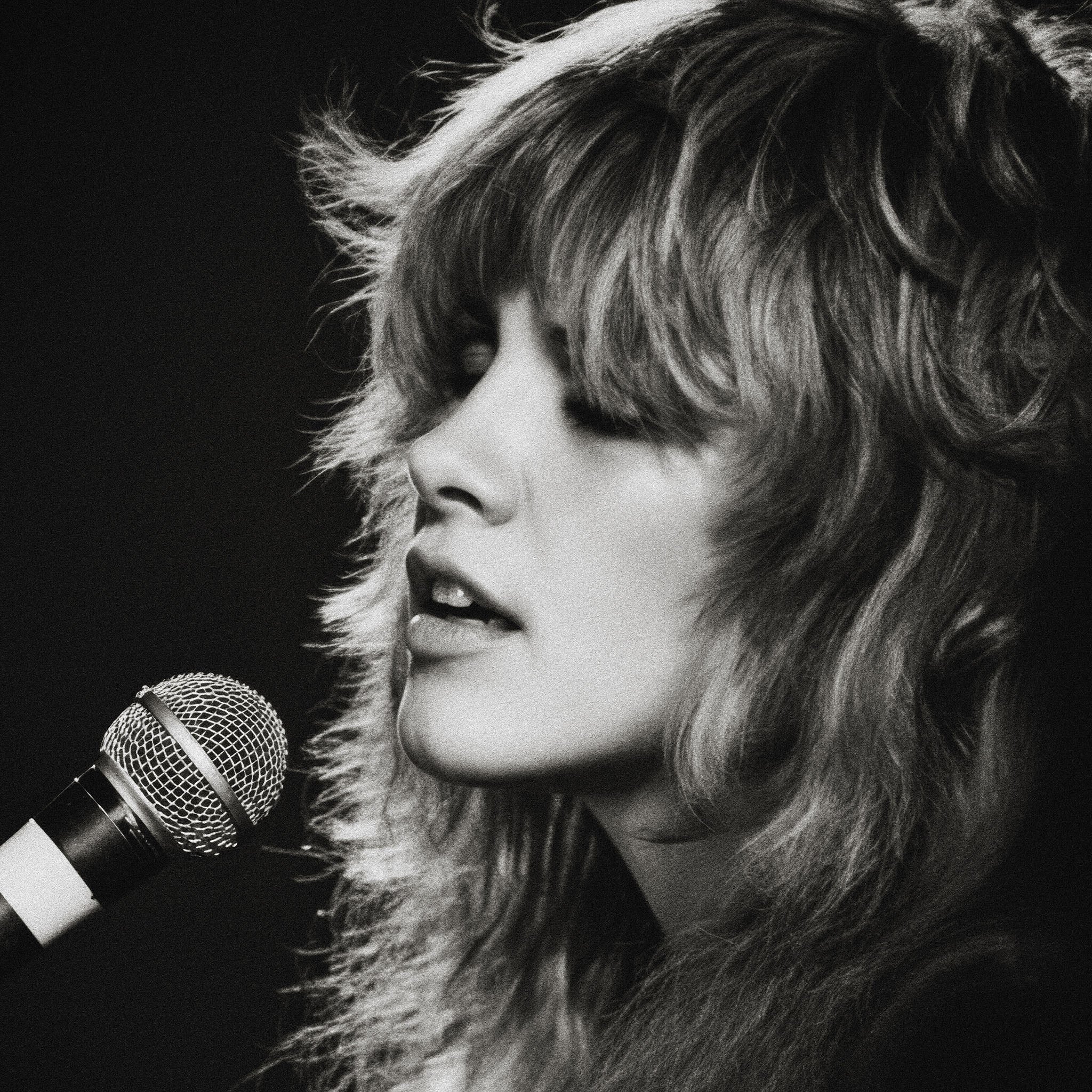 Medium zoom highlighting the crisp detail and deep contrast of the Stevie Nicks Rumours era black and white print