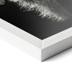 Corner close-up of the Stevie Nicks Rumours era black and white poster in a classic white frame