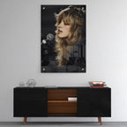 High-gloss acrylic print of the Stevie Nicks Fleetwood Mac Rumours era colorized portrait