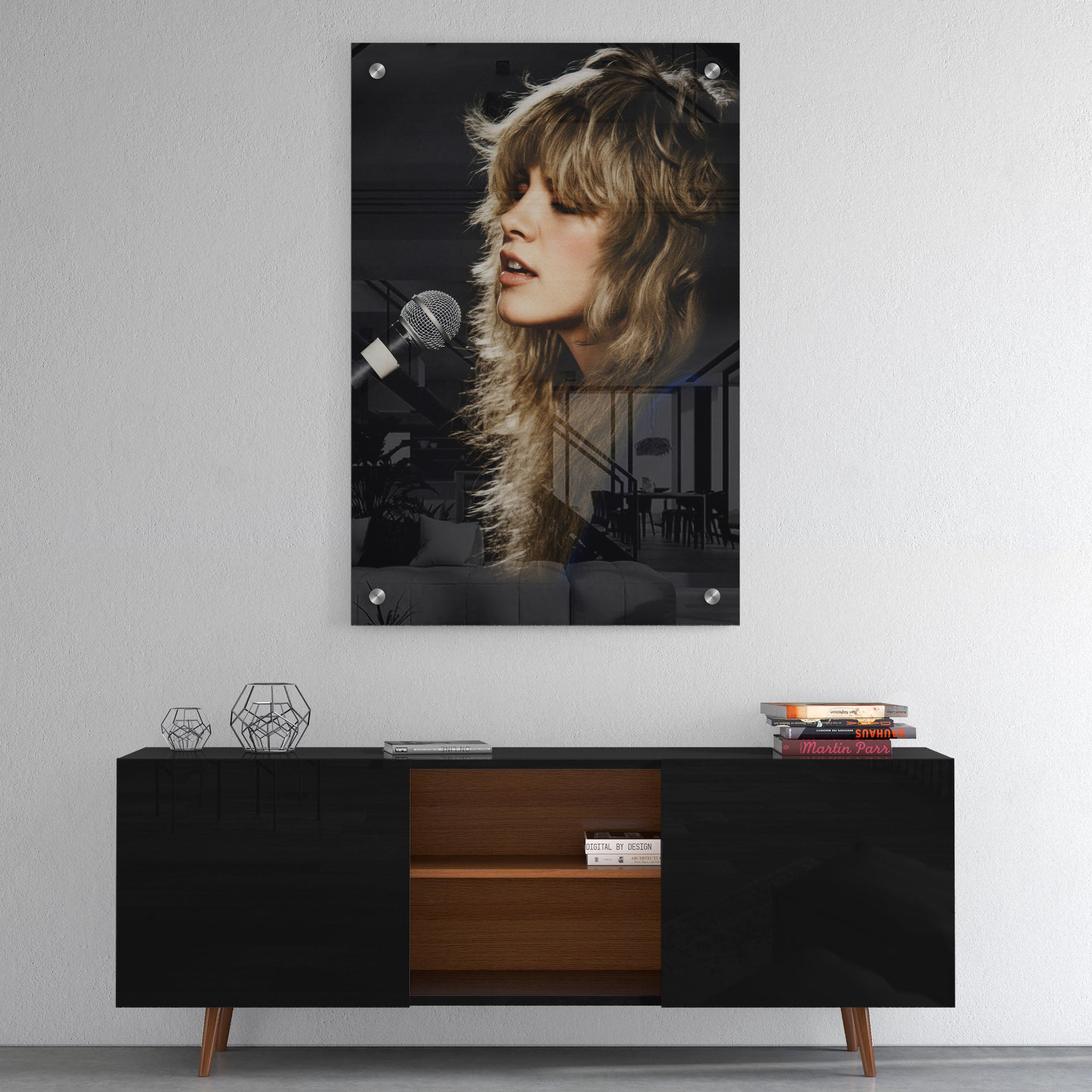 High-gloss acrylic print of the Stevie Nicks Fleetwood Mac Rumours era colorized portrait