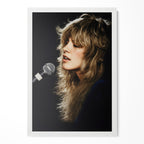Stevie Nicks Rumours era colorized concert portrait in a classic white poster frame