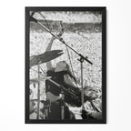 Stevie Nicks 1976 Oakland Day on the Green black and white concert portrait in a classic black poster frame