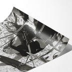 Angled close-up of the unframed Stevie Nicks 1976 Oakland black and white concert poster showing paper detail