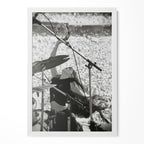 Stevie Nicks 1976 Oakland Day on the Green black and white concert portrait in a classic white poster frame